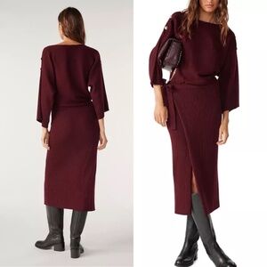 BA&SH robe rahlia burgundy ribbed wool blend sweater dress FINAL PRICE NO OFFERS